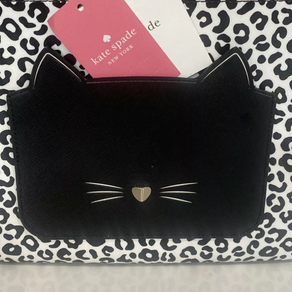 SALE 🏷 KATE SPADE MEOW CAT LARGE ZIP POUCH CLUTCH WLR00592 NWT $109 - Picture 5 of 6